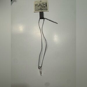 NWT Crystal Pendant Necklace with Black String Cord